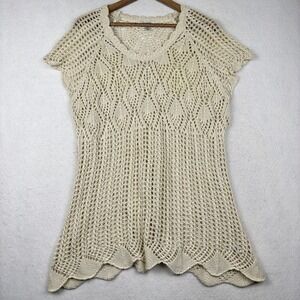 Dressbarn Crochet Top Womens 2X Short Sleeve Scalloped Hem